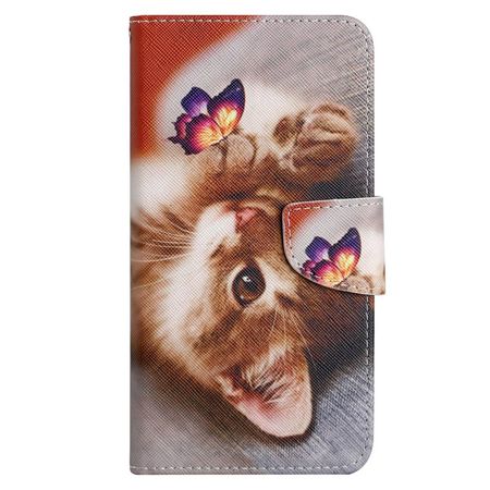 Samsung Galaxy S23+ Handy Hülle - Leder Bookcover Image Series - Katze und Schmetterling