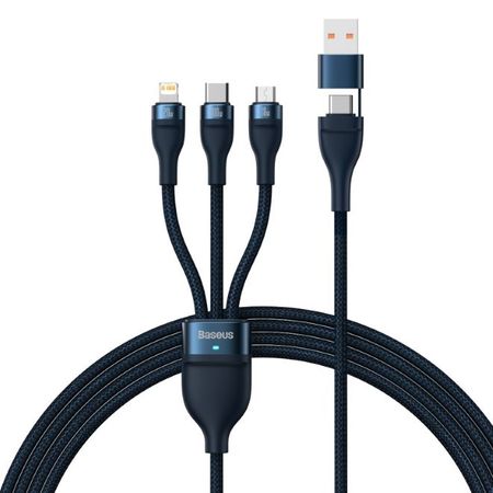 Baseus - USB-A oder USB-C auf Typ-C / Micro USB / Lightning - 6in1 Ladekabel (1.2 m) - 100W - Flash Series II - blau