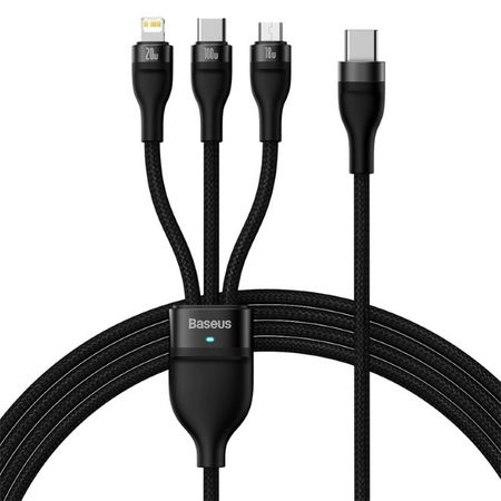 Baseus - USB-C auf Typ-C / Micro USB / Lightning - 3in1 Ladekabel (1.5 m) - 100W - Flash Series II - schwarz