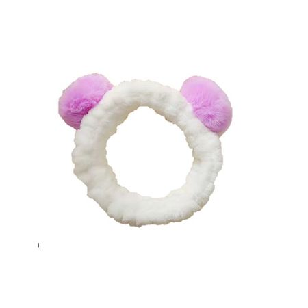 Haarband mit süssen Ohren - SPA Teddy Stirnband - Panda Series - weiss/violett