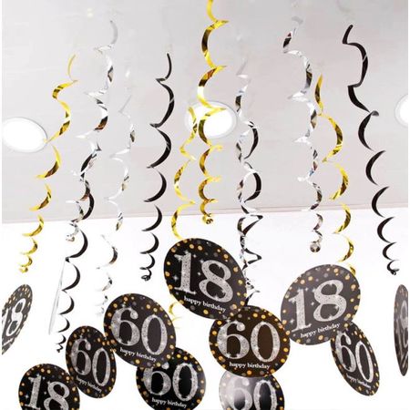 Happy 21st Birthday Banner & Luftschlangen – Schwarz – Perfekte Deko Für Den Großen Tag
