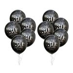 10-teiliges Luftballon Set - 30. Geburtstag - Latex Ballons - Black Series - schwarz 