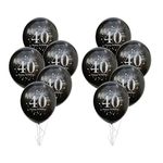 10-teiliges Luftballon Set - 40. Geburtstag - Latex Ballos - Black Series - schwarz 