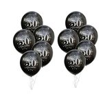 10-teiliges Luftballon Set - 50. Geburtstag - Latex Ballons - Black Series - schwarz 
