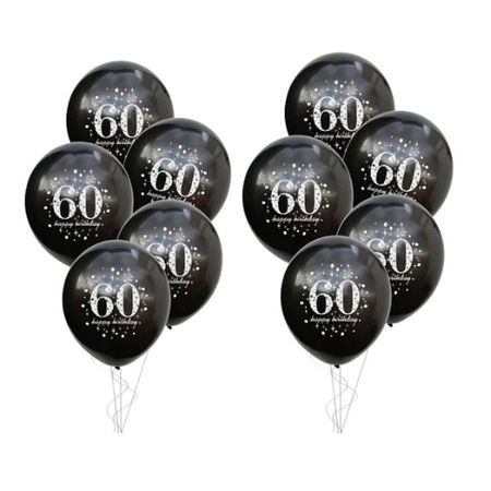 10-teiliges Luftballon Set - 60. Geburtstag - Latex Ballons - Black Series - schwarz 