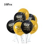 10-teiliges Luftballon Set Silvester - Latex Ballons Happy New Year - Partydekoration - gold/schwarz