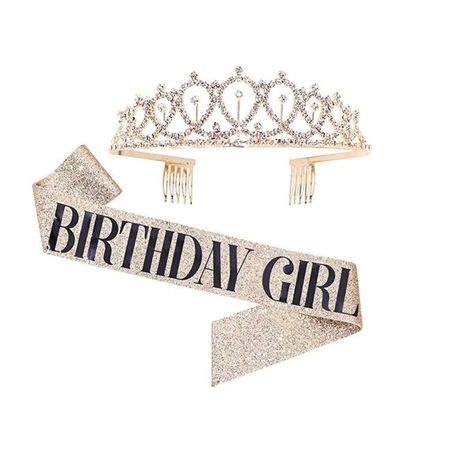 Schärpe "Birthday Girl" + Krone (2tlg. Set) - Accessoire für Geburtstagsparty - BG Series - gold