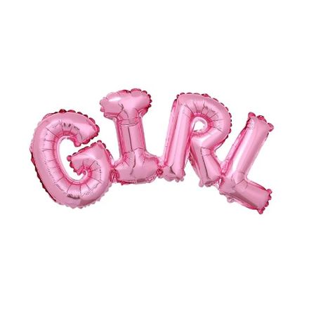 Folienballon GIRL (80x30cm) - Luftballon für Baby Shower - Letters Series - rosa