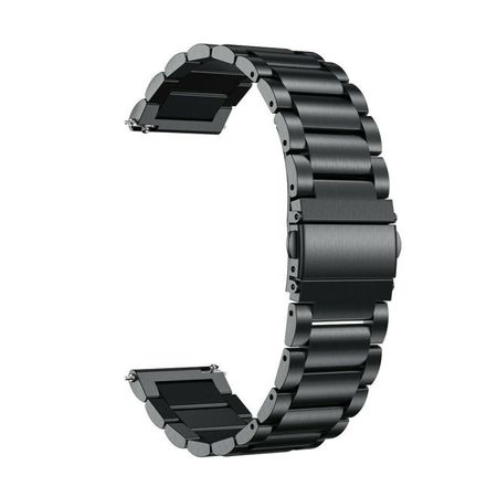 Smartwatch Edelstahl Ersatzarmband mit Quick Release (22mm) universell - Link Series - schwarz