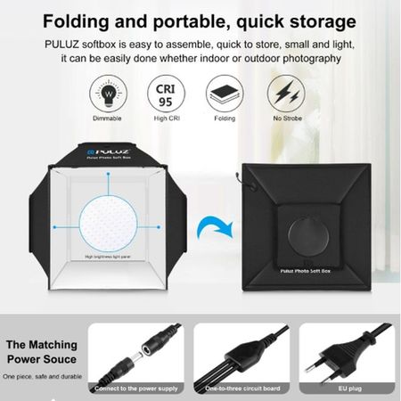 PULUZ PU5041B Mini Fotostudio Lichtbak – Opvouwbare LED-fototent Voor Productfotografie Met 144 Lampkralen, 3200K-6500K, 40x40x40 Cm, 12 Achtergronden En USB