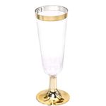 Mehrweg-Champagnergläser (20 Stück) - Kunststoff Sekt Glas - Champagnerflöten - Pétillant Series - transparent/gold