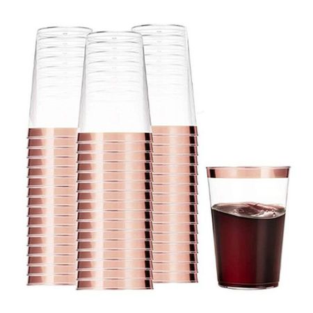 Mehrweg-Trinkbecher 360ml (50 Stück) - Kunststoff Trinkbecher - Party Geschirr - Tasses Series - transparent/rosegold