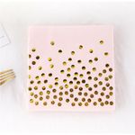 Einweg Servietten 20er-Pack (33x33cm) - Partytisch Dekoration - Dots Series - rosa/gold