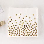 Einweg Servietten 20er-Pack (33x33cm) - Partytisch Dekoration - Dots Series - weiss/gold