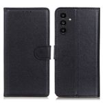 Samsung Galaxy A14 5G / 4G Handy Hülle - Litchi Leder Bookcover Series - schwarz