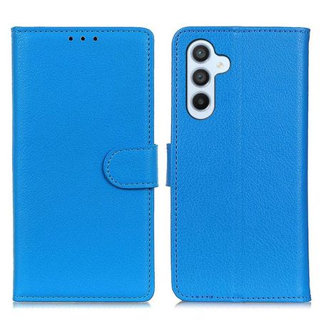 Samsung Galaxy A34 5G Handy Hülle - Litchi Leder Bookcover Series - blau