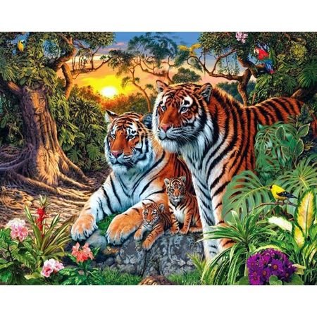5D Diamant Malerei - Diamond Painting Leinwand - 50x40cm - Animal Series - Tiger