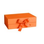 Magnetische Geschenkbox (26x19x8 cm) - faltbare Geschenkverpackung mit Schleife - LV-Box Series - orange