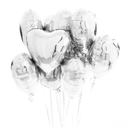 Luftballon Set Herz (8 Stück) - Folienballons - Lovely Series - silber
