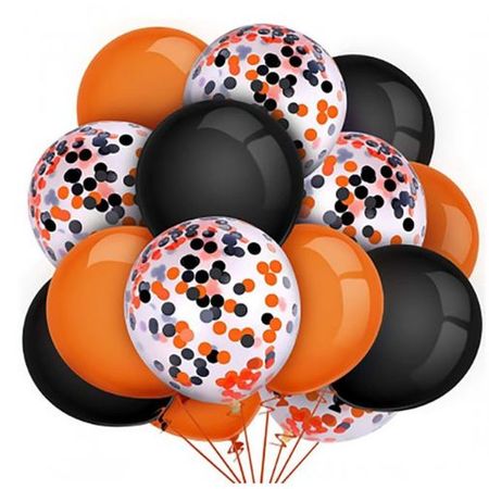 Halloween Luftballon Set (15-tlg.) - Halloween Partydekoration - Latex Ballons - Fright Series - orange/schwarz