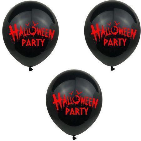 Halloween Luftballon Set (15-tlg.) - Halloween Partydekoration - Latex Ballons - Skull Series - schwarz/rot