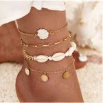 Fusskette (4er-Set) - Fusskettchen mit Muscheln - Sommer Accessoire - Ariana Series - gold