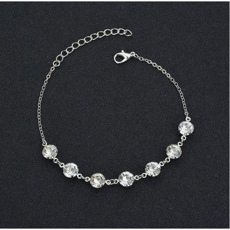 Fusskette - Fusskettchen mit 7 Diamanten - Sommer Accessoire - Taylor Series - silber