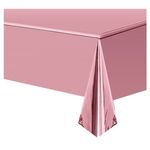 Folien Tischdecke (274x137 cm) - Einweg Tischtuch für Partys - Metallic-Look - Partydekoration - Glossy Series - rosegold