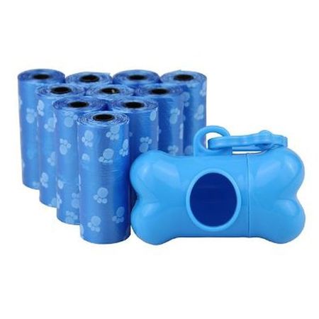 Hundekotbeutelspender - inkl. 5x Rollen Hundebeutel - mit Leinenclip - Balu Series - blau