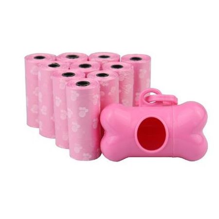 Hundekotbeutelspender - inkl. 5x Rollen Hundebeutel - mit Leinenclip - Balu Series - rosa