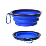 Silikon Reisenapf (350 ml) - faltbarer Napf mit Karabiner - Fress- oder Trinknapf - Charly Series - blau