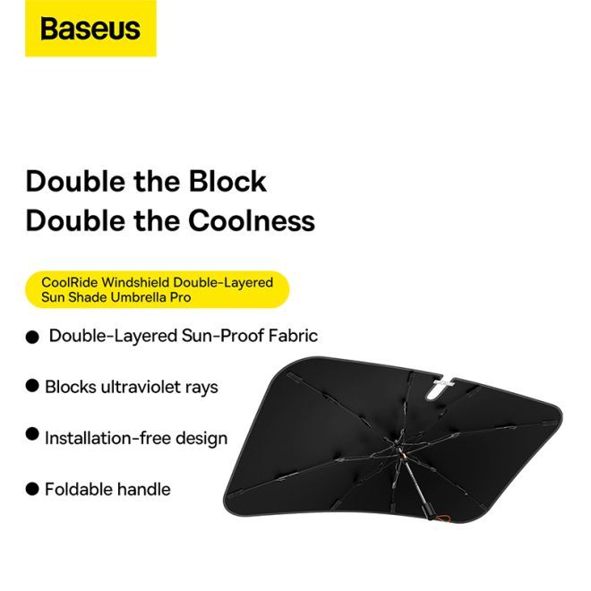 Baseus - Sonnenblende Sonnenschirm für die Windschutzscheibe - Auto  Sonnenschutz - Knirps für Frontscheibe - schwarz