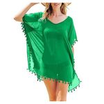 Damen Strandkleid (One Size) - Tunika Kleid - Sommer Poncho - Beach Dress Series - grün