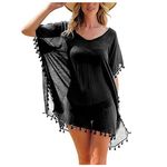 Damen Strandkleid (One Size) - Tunika Kleid - Sommer Poncho - Beach Dress Series - schwarz