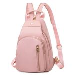 2in1 Damen Crossbody Bag und Rucksack - Umhängetasche - Oxford Material - Larry Series - rosa