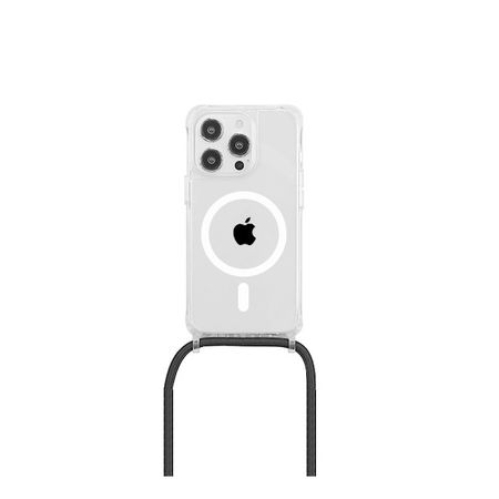MU Style - iPhone 13 Pro Handykette - Necklace TPU MagSafe Hülle zum Umhängen - MagNecklace Series - transparent/schwarz