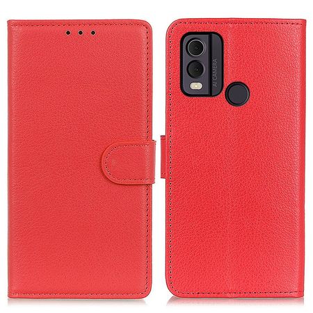 Nokia C22 Handy Hülle - Litchi Leder Bookcover Series - rot