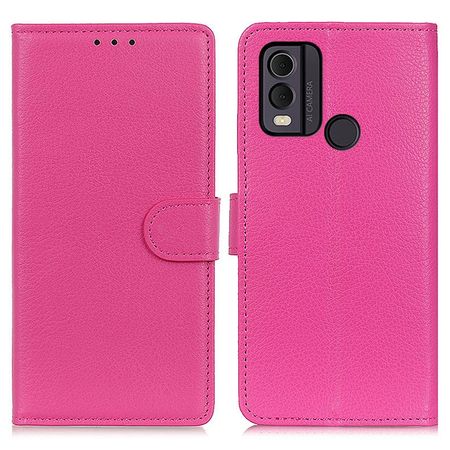 Nokia C22 Handy Hülle - Litchi Leder Bookcover Series - pink