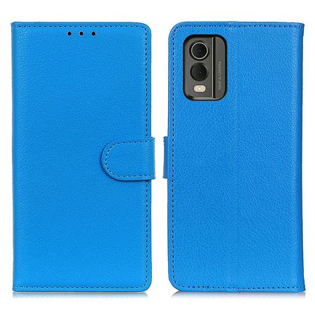 Nokia C32 Handy Hülle - Litchi Leder Bookcover Series - blau