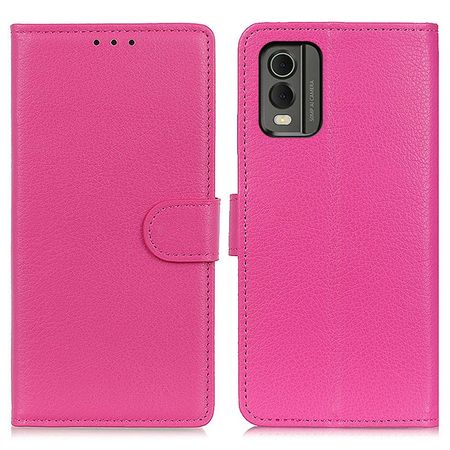 Nokia C32 Handy Hülle - Litchi Leder Bookcover Series - pink