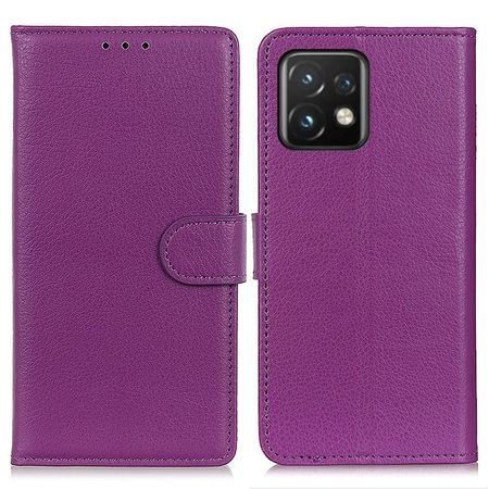 Motorola Edge 40 Pro Hülle - Litchi Leder Bookcover Series - purpur