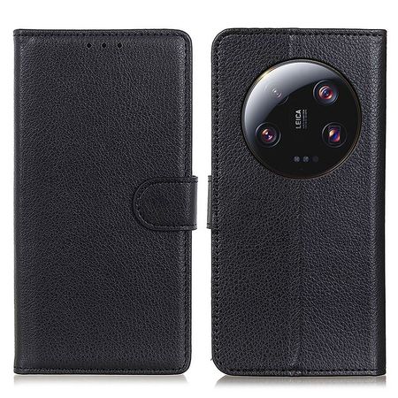 Xiaomi 13 Ultra Hülle - Litchi Leder Bookcover Series - schwarz