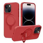 iPhone 15 Hülle - Softcase mit Standfunktion - Liquid Silicone MagSafe Stand Series - rot