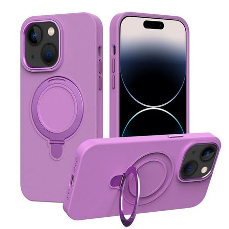 iPhone 15 Plus Hülle - Softcase mit Standfunktion - Liquid Silicone MagSafe Stand Series - purpur