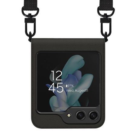 Araree - Samsung Galaxy Z Flip5 Hülle - Necklace Hülle zum Umhängen - Canvas Diary Series - Made in Korea - schwarz