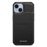 Dux Ducis - iPhone 15 Plus Hülle - Leder Hardcase - MagSafe - Standfunktion + Kartenfach - Rafi Series - schwarz
