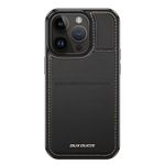 Dux Ducis - iPhone 15 Pro Max Hülle - Leder Hardcase - MagSafe - Standfunktion + Kartenfach - Rafi Series - schwarz