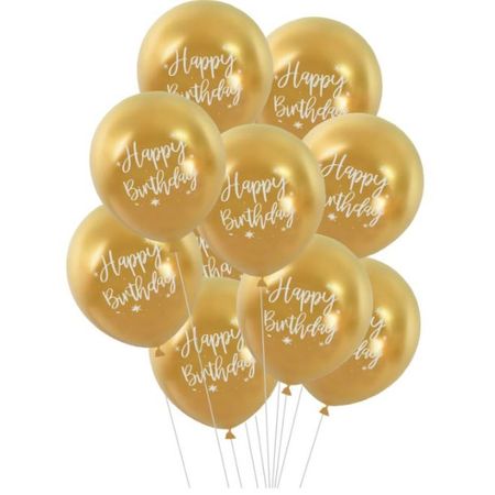 Luftballon Set (20-tlg.) - Happy Birthday Latex Party Ballons - Fiesta Series - gold
