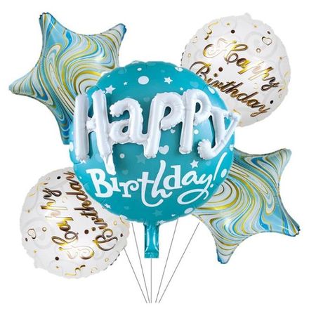 Luftballon Set (5-tlg.) - Happy Birthday Party Ballons - Folienballons - Sparkl Series - blau