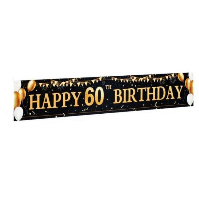 Geburtstagsbanner (210x50 cm) - 60. Geburtstag - Party Dekoration - Big Series - gold/schwarz